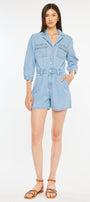 Aileen Sleeves Denim Romper - Official Kancan USA