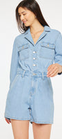 Aileen Sleeves Denim Romper - Official Kancan USA