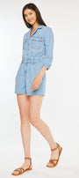 Aileen Sleeves Denim Romper - Official Kancan USA