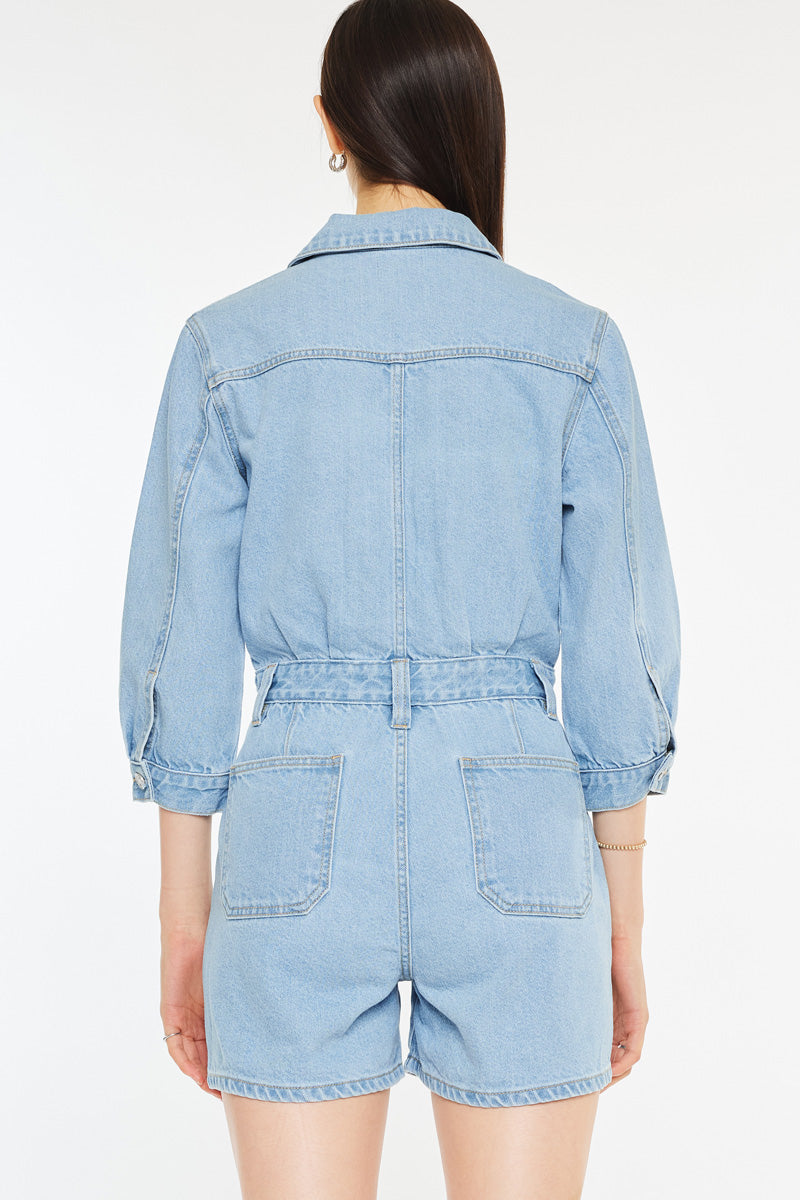 Aileen Sleeves Denim Romper - Official Kancan USA