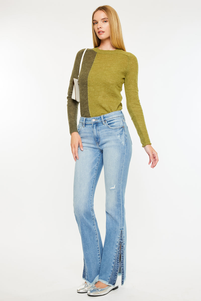 【WONDER WONDER】Kanley Low Rise Cotton Span Bootcut Pants Kancan - Brooklyn High Rise Skinny Bootcut Jeans - Essential
