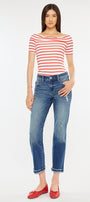 Evelin Mid Rise Cropped Straight Jeans - Official Kancan USA