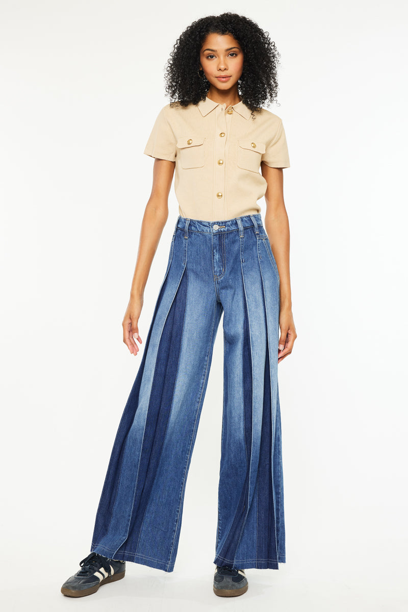 【INCHANT ME】542 High Waist Wide Denim Pants unisex] Painted Wide Denim Pants - INCHANT ME