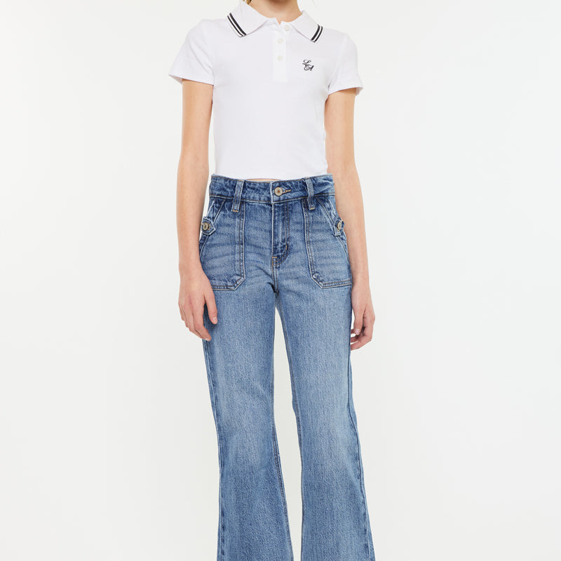Sherri High Rise Wide Leg Flare Kid Jeans - Official Kancan USA