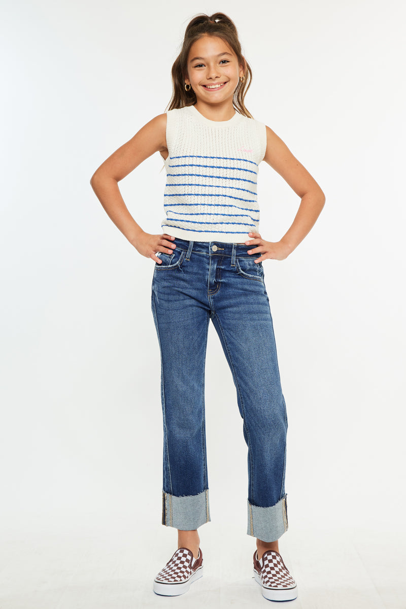 Gisela Mid Rise Kids Cropped Straight - Official Kancan USA