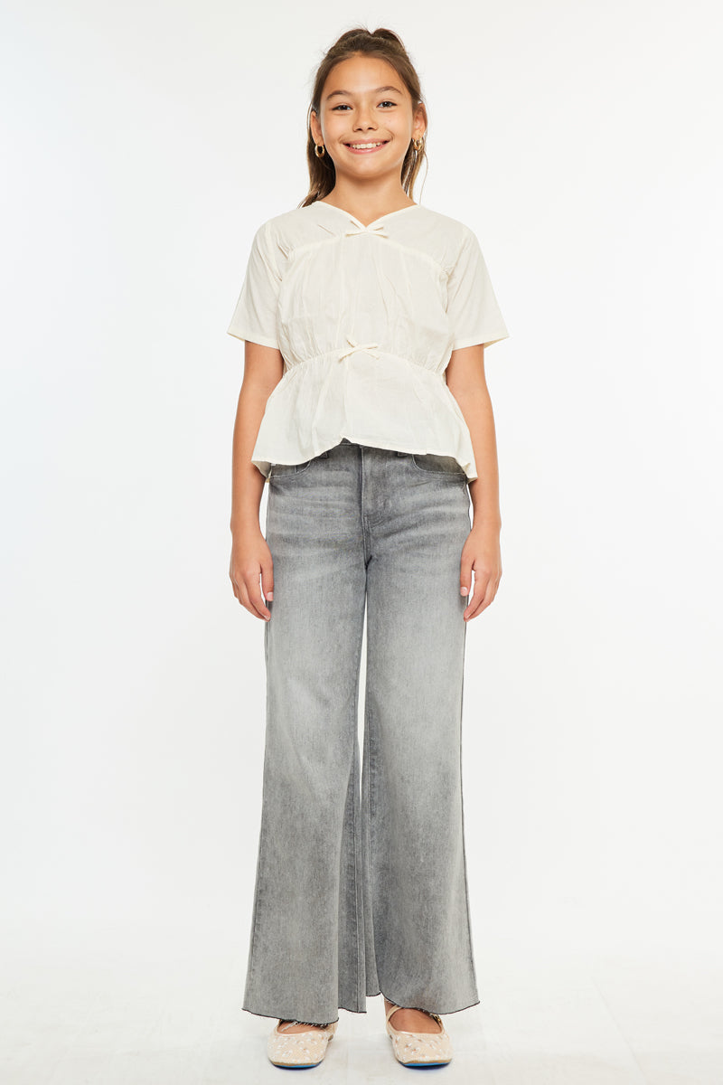 Kaitlyn High Rise Cropped Kids Palazzo Jeans - Official Kancan USA