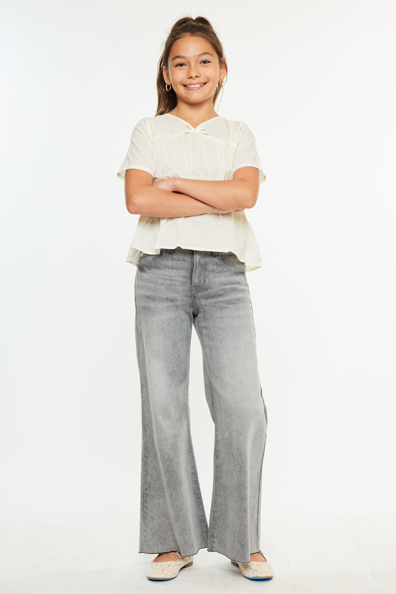 Kaitlyn High Rise Cropped Kids Palazzo Jeans - Official Kancan USA