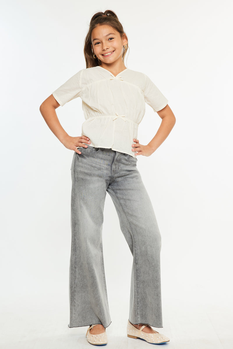 Kaitlyn High Rise Cropped Kids Palazzo Jeans - Official Kancan USA