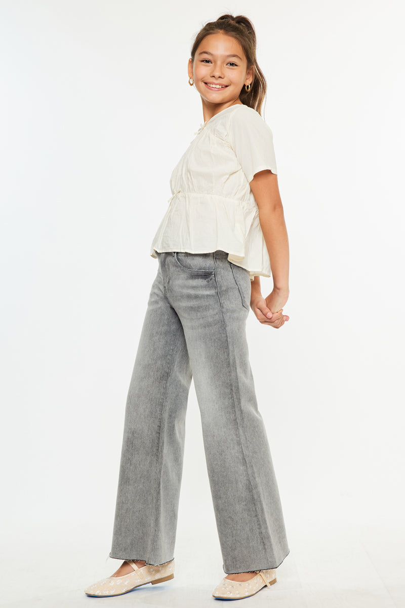 Kaitlyn High Rise Cropped Kids Palazzo Jeans - Official Kancan USA