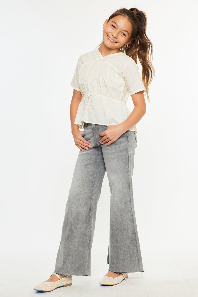 Kaitlyn High Rise Cropped Kids Palazzo Jeans - Official Kancan USA