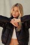 Taylor Cropped Faux Leather Puffer Jacket - Official Kancan USA