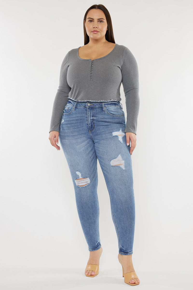 Ivory High Rise Super Skinny Jeans (Plus Size) – Kancan USA