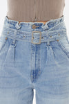 Ilena Ultra High Rise Belted Paperbag Mom Jeans - Official Kancan USA