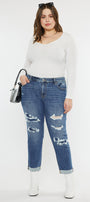 Jayleen Mid Rise Slim Boyfriend Jeans (Plus Size) - Official Kancan USA