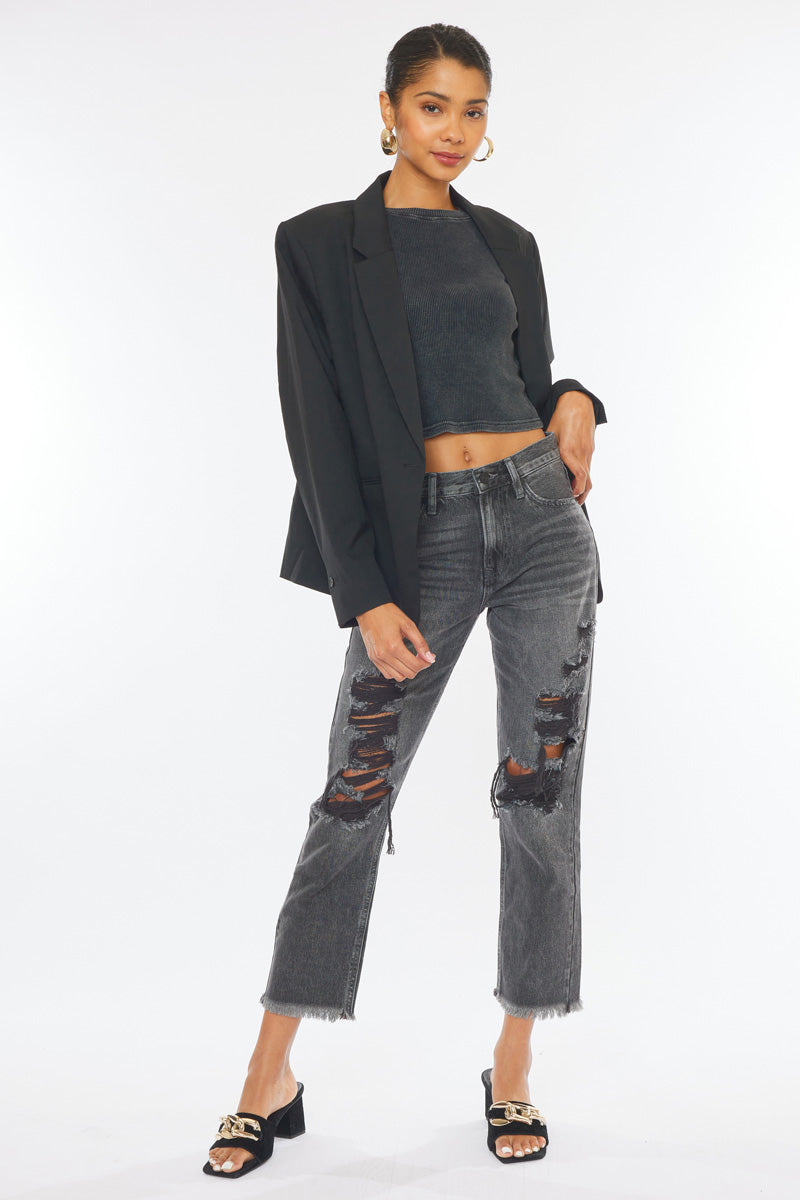 Zara High Rise Slim Straight Jeans