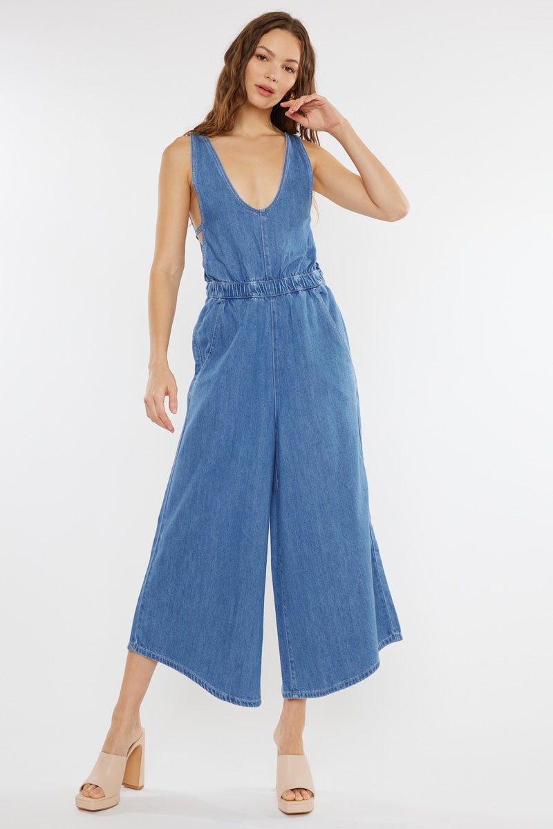 Sandria Cropped Wide Leg Overalls | Kancan USA