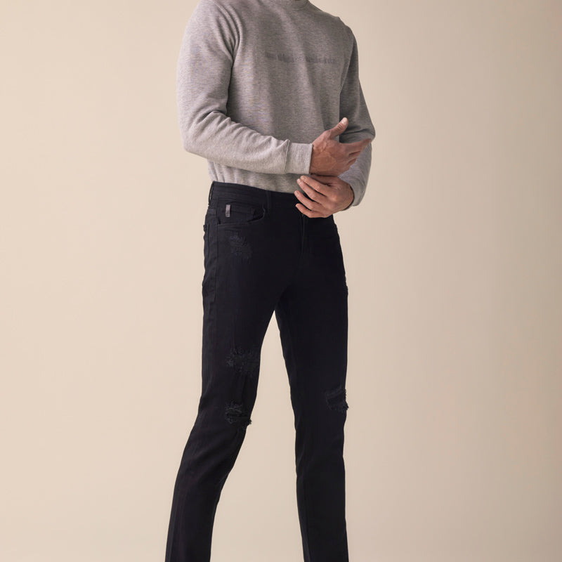 Jeddie Black Distressed Slim Straight - Official Kancan USA