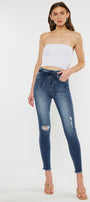 Sunny Ultra High Rise Belted Ankle Skinny Jeans - Official Kancan USA