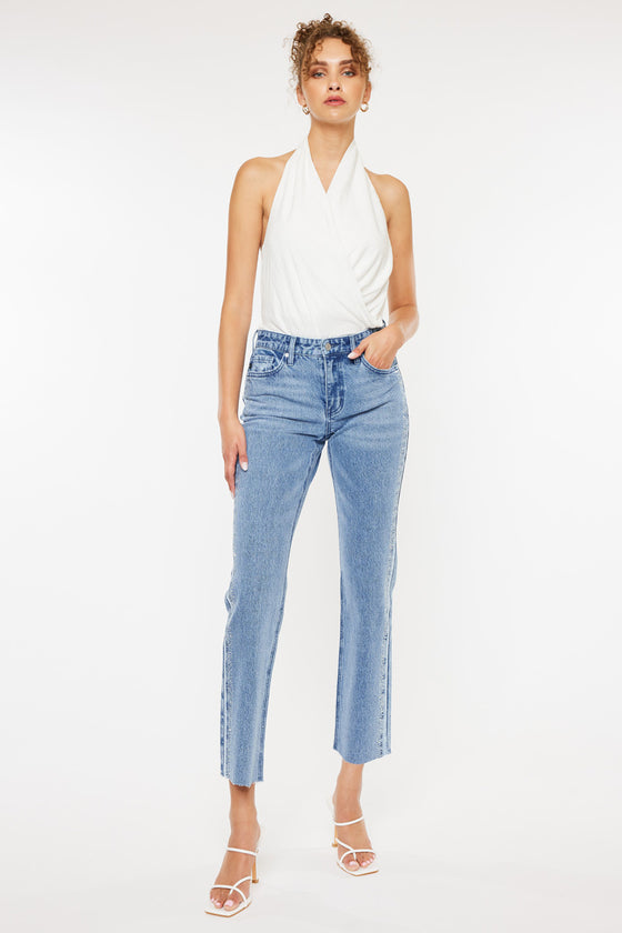 Evelyn  Mid Rise Slim Straight Leg Jeans - Official Kancan USA