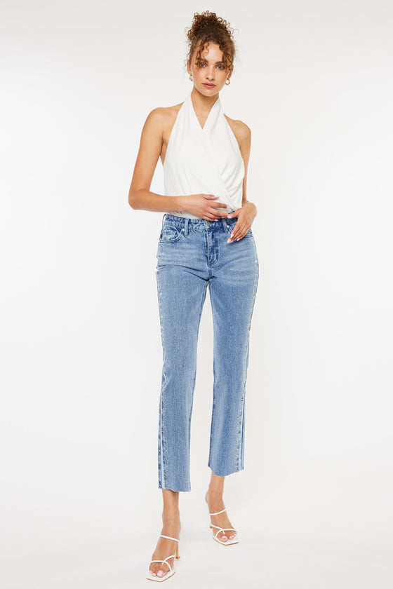 Evelyn  Mid Rise Slim Straight Leg Jeans - Official Kancan USA