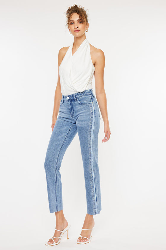 Evelyn  Mid Rise Slim Straight Leg Jeans - Official Kancan USA