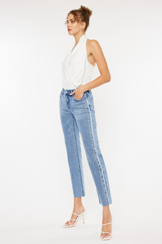 Evelyn  Mid Rise Slim Straight Leg Jeans - Official Kancan USA