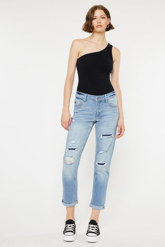 Luxanna Mid Rise Slim Boyfriend Jeans - Official Kancan USA