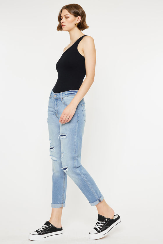 Luxanna Mid Rise Slim Boyfriend Jeans - Official Kancan USA