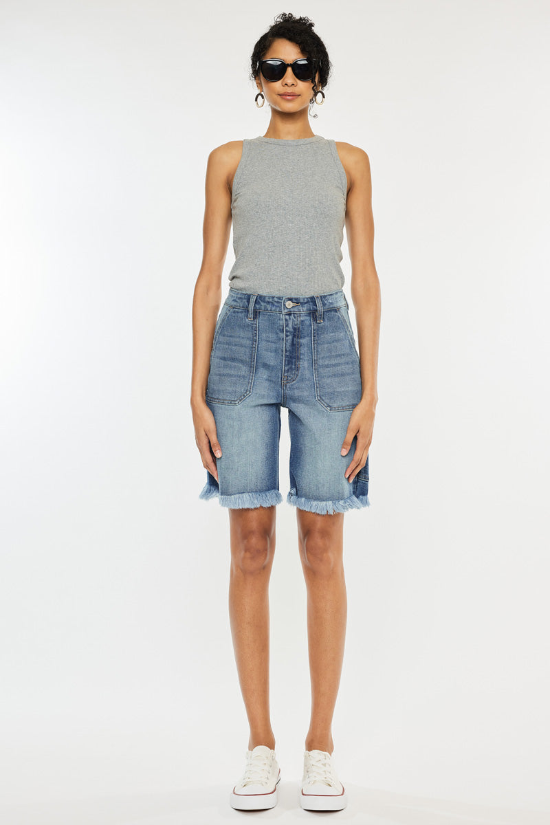 [PLUS] Boyfriend KanCan Denim Bermuda Shorts-Stretchy
