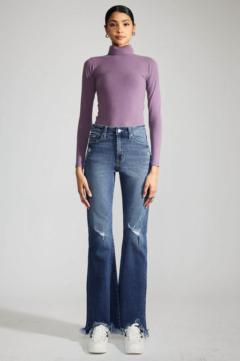 Mia Premier High Rise Distressed Flare – Kancan USA