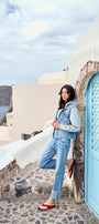 Karine Denim Hoodie Jacket – Medium Wash Hybrid Frayed Hem - Official Kancan USA