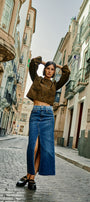 Kiki Two Tone Maxi Denim Skirt - Official Kancan USA
