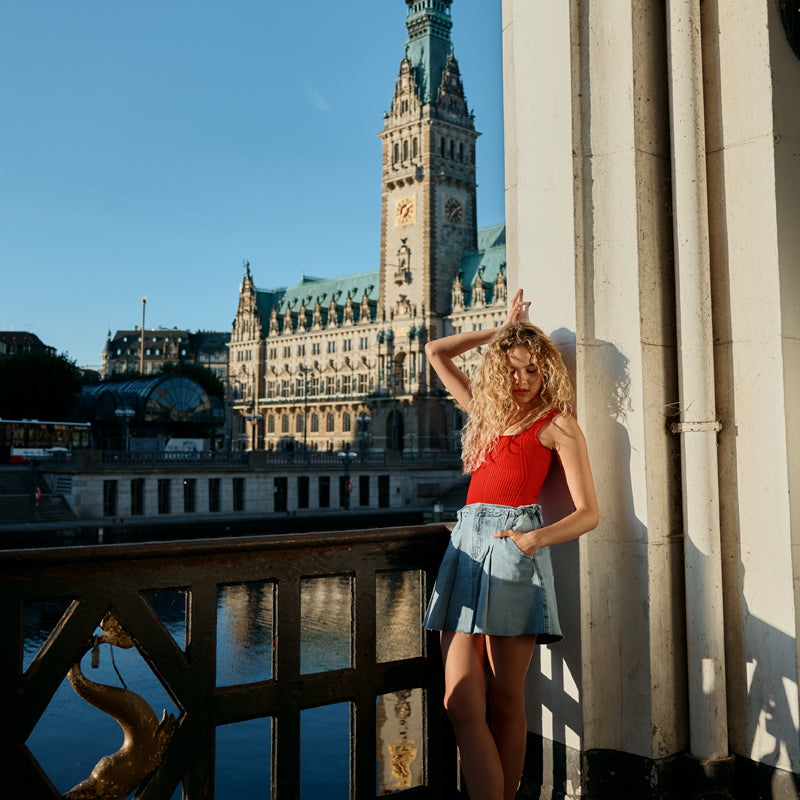 Kerro High Rise Midi Skater Skirt