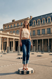  Gisela Mid Rise Crop Straight Jeans - Official Kancan USA