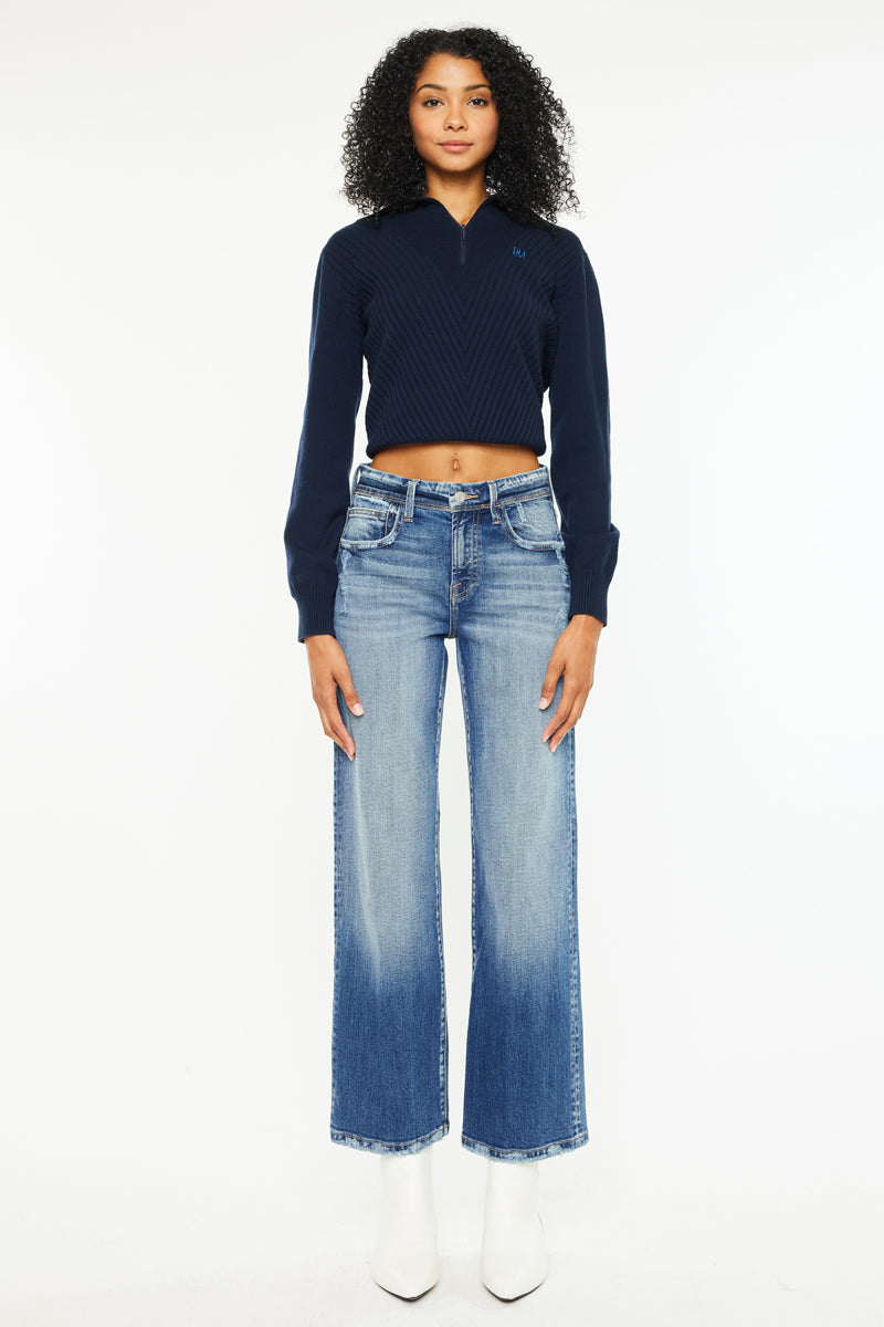 Angela Premier High Rise Slim Wide Leg Jeans - Official Kancan USA