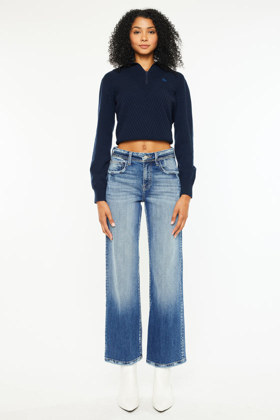 Angela Premier High Rise Slim Wide Leg Jeans - Official Kancan USA