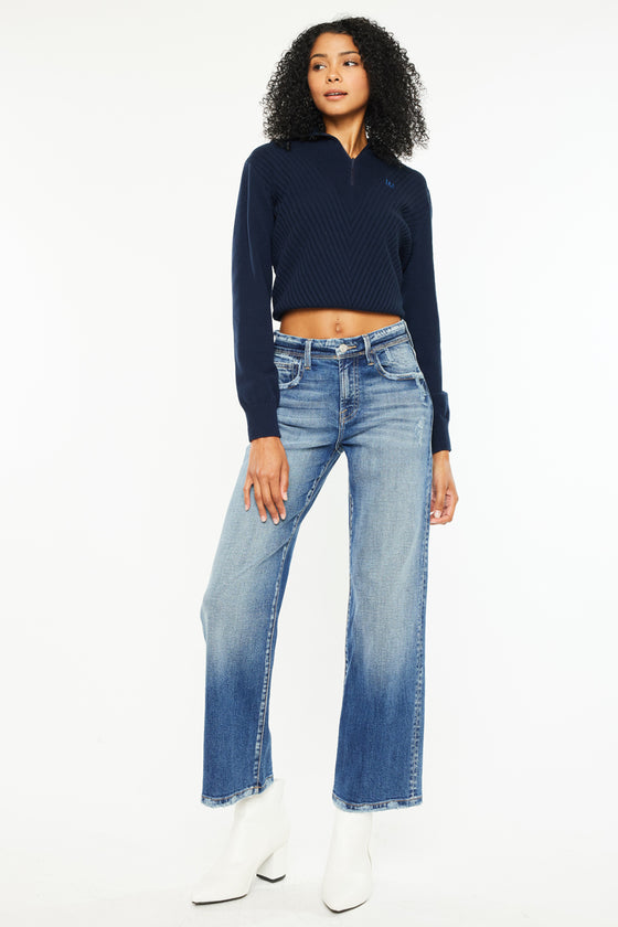 Angela Premier High Rise Slim Wide Leg Jeans - Official Kancan USA