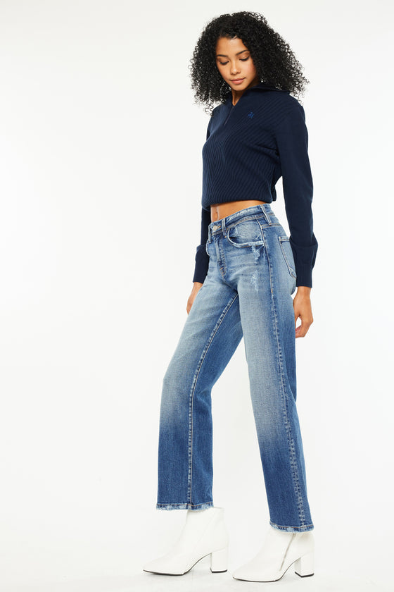 Angela Premier High Rise Slim Wide Leg Jeans - Official Kancan USA