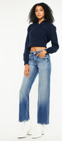 Angela Premier High Rise Slim Wide Leg Jeans - Official Kancan USA