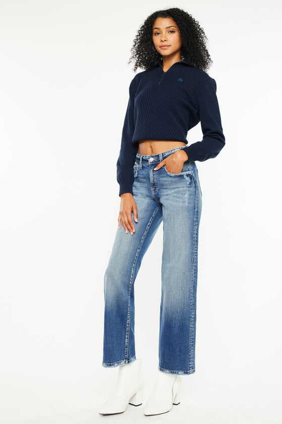 Angela Premier High Rise Slim Wide Leg Jeans - Official Kancan USA