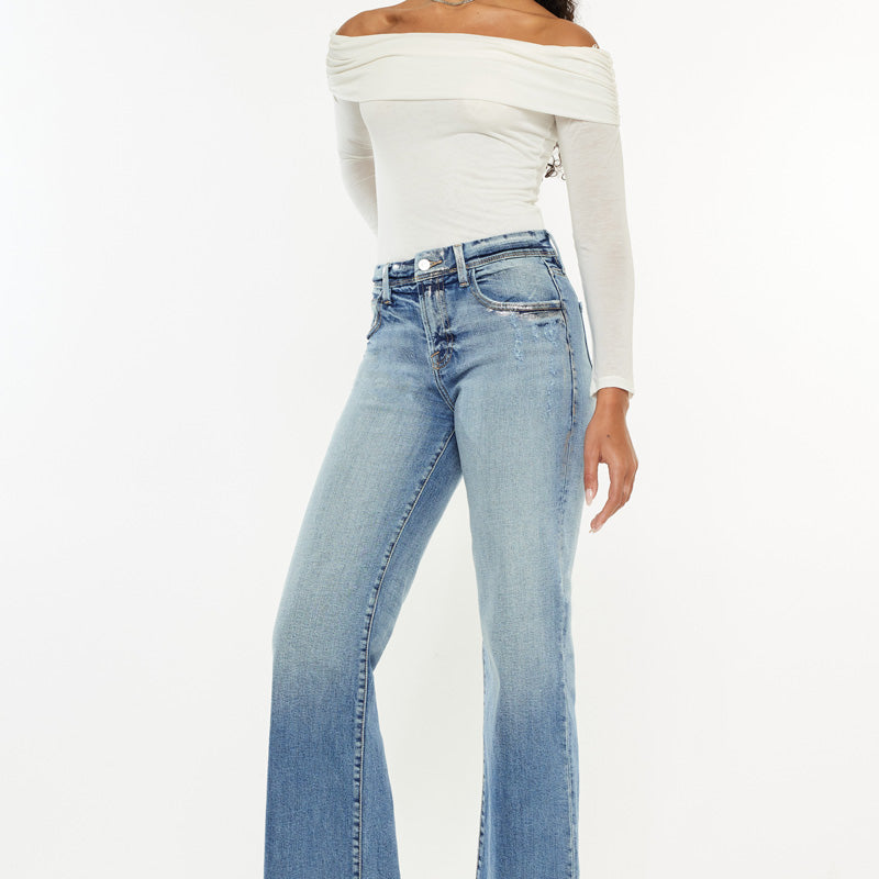 Veronica Premier High Rise Slim Wide Leg Jeans - Official Kancan USA