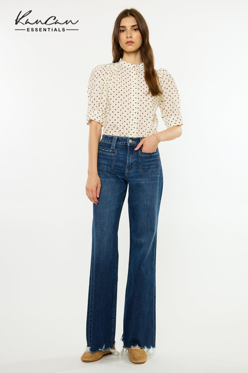 Pattie Essentials Mid Rise Wide Flare