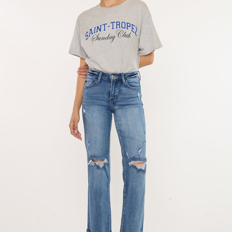 Carrie Essentials Mid Rise True Straight Leg Jeans