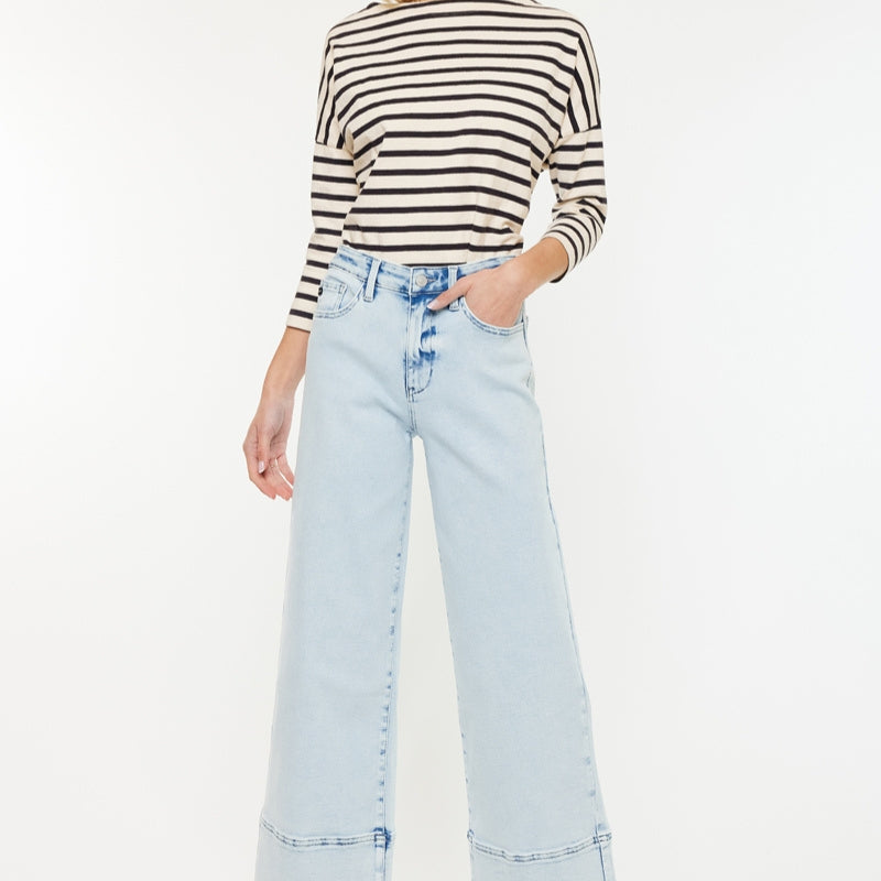 Kassie Essentials Cropped Wide Leg Jeans - Official Kancan USA