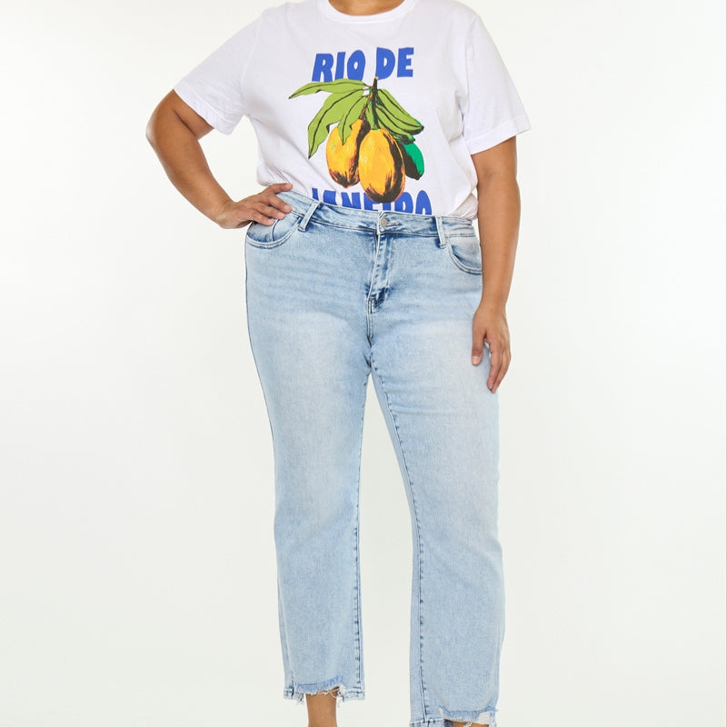Primm Essentials Mid Rise Crop Straight (Plus Size) - Official Kancan USA