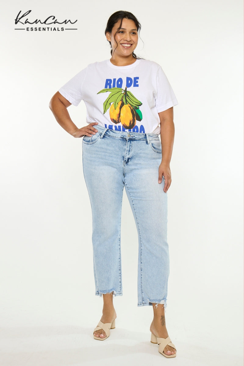 Primm Essentials Mid Rise Crop Straight (Plus Size) - Official Kancan USA