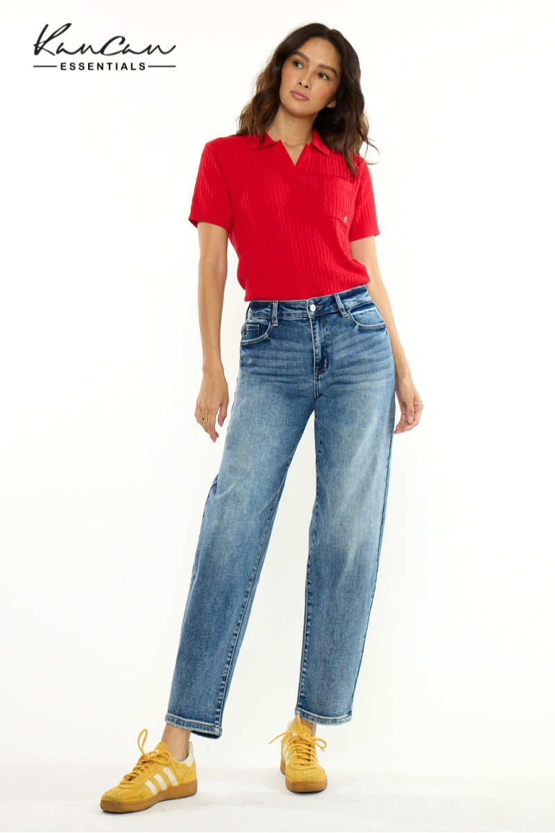 Grace High Rise Slim Barrel Jeans – Stretch Medium Wash