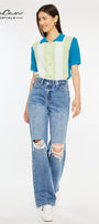 Debra Essentials High Rise 90's Criss Cross Straight Jeans - Official Kancan USA