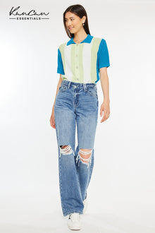  Debra Essentials High Rise 90's Criss Cross Straight Jeans - Official Kancan USA