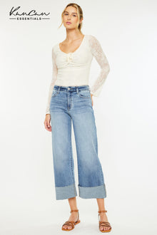  Leslie Essentials High Rise Crop Wide Leg Jeans